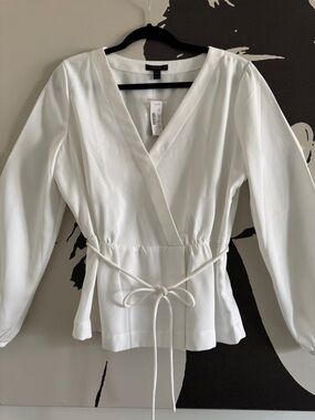 Express White Wrap Tie Blouse